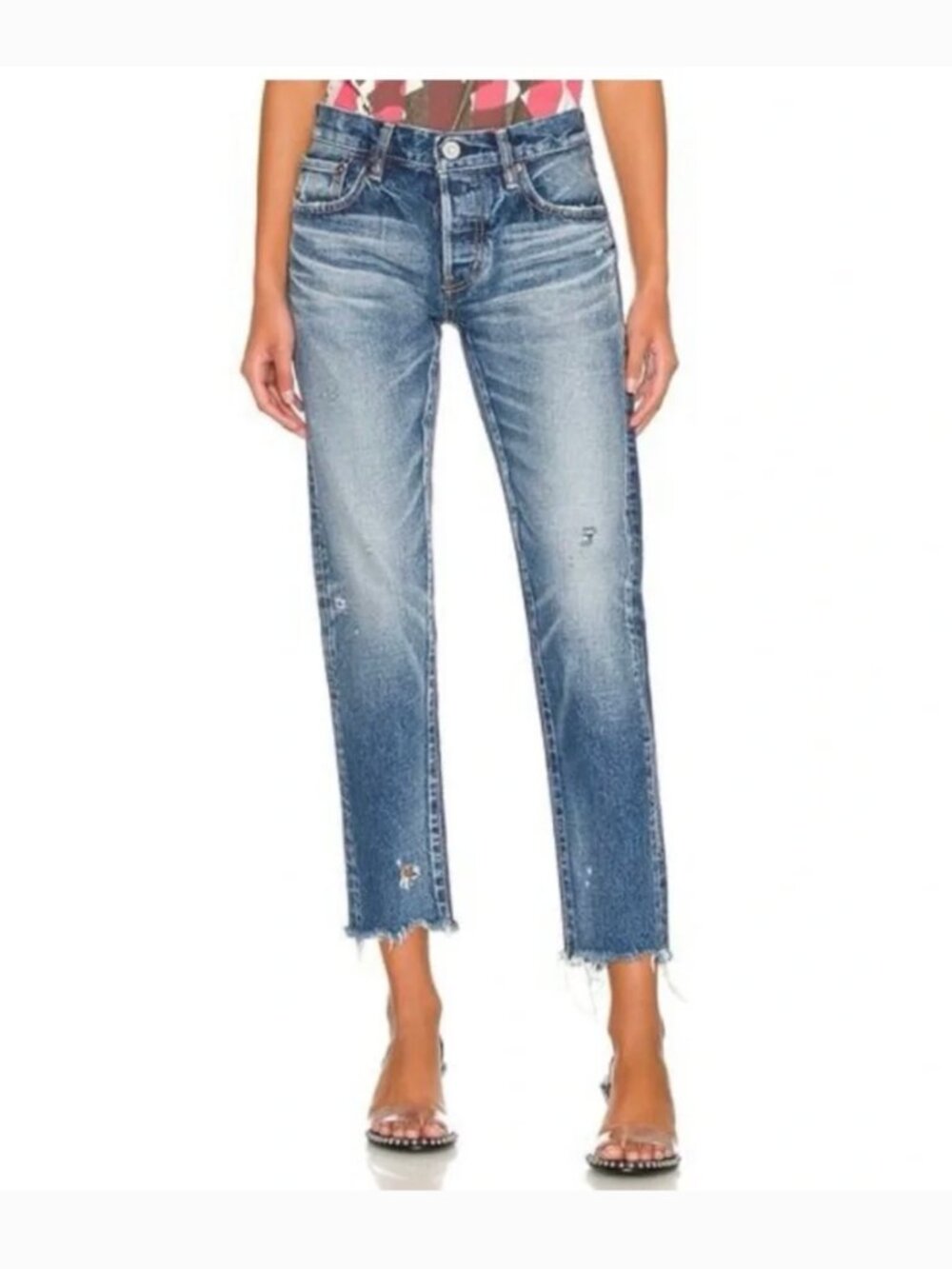 Moussy Vintage Howa Distressed Raw Hem Ankle Jeans